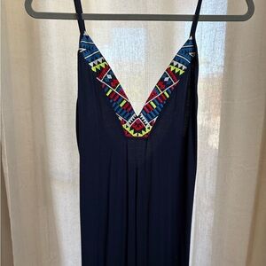 Tart Navy Dress with Embroidered Accents